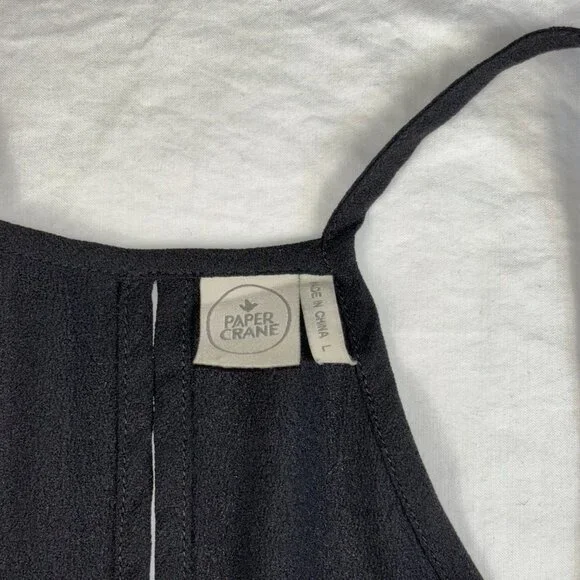 Paper Crane Black Sleeveless Halter Top - Size L - Picture 2 of 5
